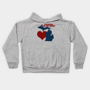 Michigan Has My Heart | I Love Michigan | Felt Look Kids Hoodie